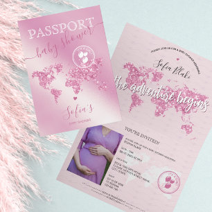 Invitation Passeport Voyage Fille Baby shower Aventure commen