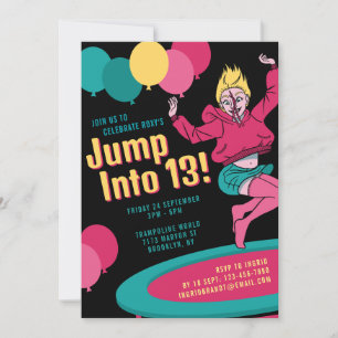 Invitation Passez au 13 Trampoline Girl 13e anniversaire