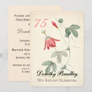 Invitation Passiflora vintage 75e anniversaire de fête Invita