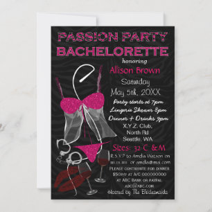 Invitation Passion Party Bachelorette, Lingerie Douche Invita