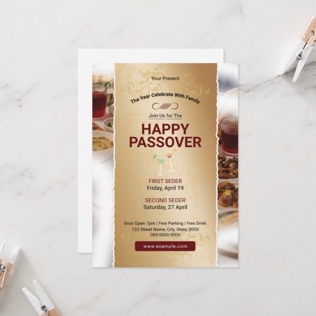 Invitation Passover Event Flyer Template (Devant/Arrière en situation)