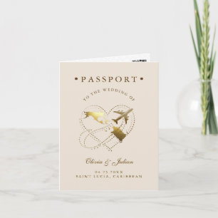 Invitation Passport Cover Plane Caraïbes Destination Mariage