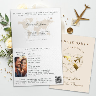 Invitation Passport Cover Plane Caraïbes Destination Mariage
