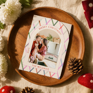 Invitation Pastel À damiers Motif Joyeux Noël Photo