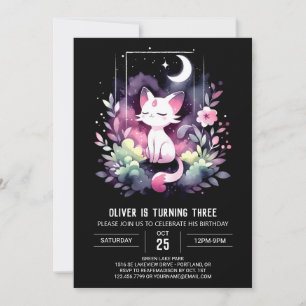 Invitation Pastel Adorable Chat Anniversaire
