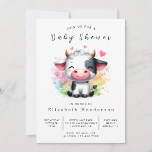 Invitation Pastel Animal Graceful Baby shower de vache