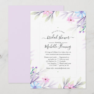 Invitation Pastel Aquarelle Floral Douche Virtuelle