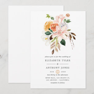Invitation Pastel Aquarelle Florale Printemps Mariage