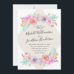 Invitation Pastel Aquarelle Mariage Chic Fleurs Shabby<br><div class="desc">Une aquarelle aux couleurs pastel. Idéal pour les mariages de jardin,  mariages chics et froids,  mariages bohèmes,  écriture élégante. Avec une forme géométrique moderne.</div>