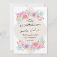 Pastel Aquarelle Mariage Chic Fleurs Shabby