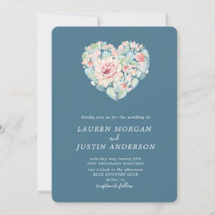 Invitation pastel aquarelle succulent coeur Mariage