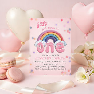 Invitation pastel arc-en-ciel pour le premier anni