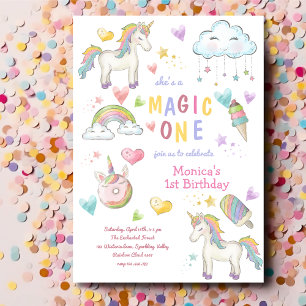 Invitation Pastel arc-en-ciel unicorne magie un anniversaire
