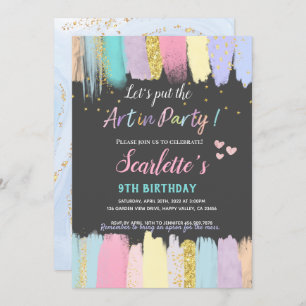 Invitation Pastel Art Peinture Party Fille Anniversaire Invit