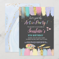 Pastel Art Peinture Party Fille Anniversaire Invit
