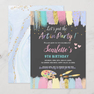 Invitation Pastel Art Peinture Party Fille Anniversaire Invit