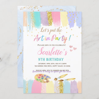 Invitation Pastel Art Peinture Party Fille Anniversaire Invit