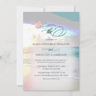 Invitation *~* Pastel Artsy Sunrise Beach Mariage nautique