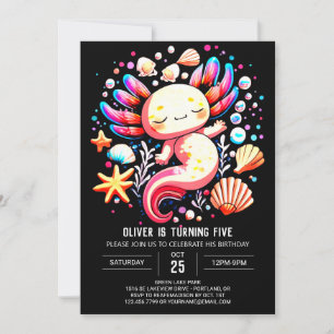 Invitation Pastel Axolotl Anniversaire Moderne