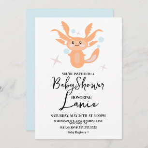 Invitation Pastel Axolotl Océan Baby shower Créature