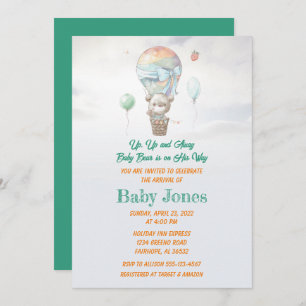 Invitation Pastel Baby Bear Baby shower à ballon à air chaud