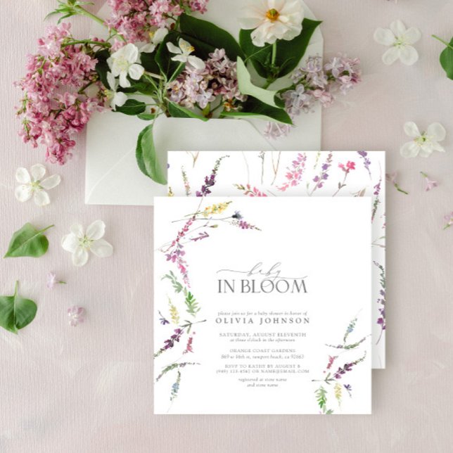 Invitation Pastel Baby in Bloom Script Baby shower floral (Créateur téléchargé)