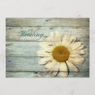 Invitation pastel barncountry daisy wedwedding