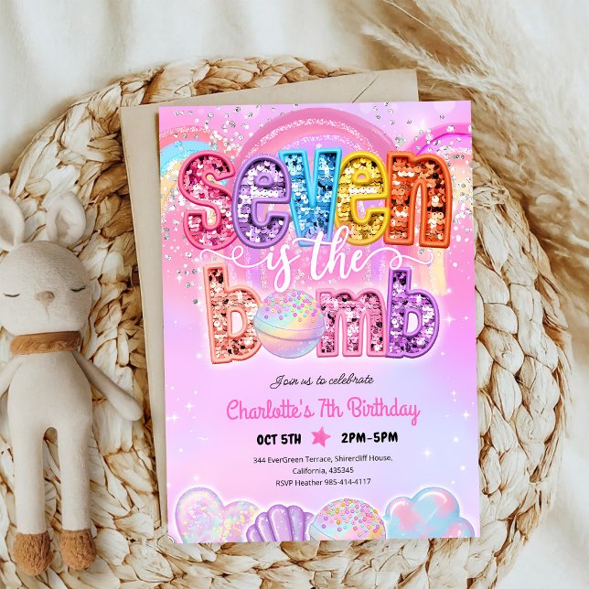 Invitation Pastel Bath Bomb Bash 7e Anniversaire (Créateur téléchargé)