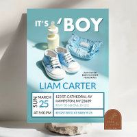Pastel Bleu C'est Un Garçon Basket Baby Shower
