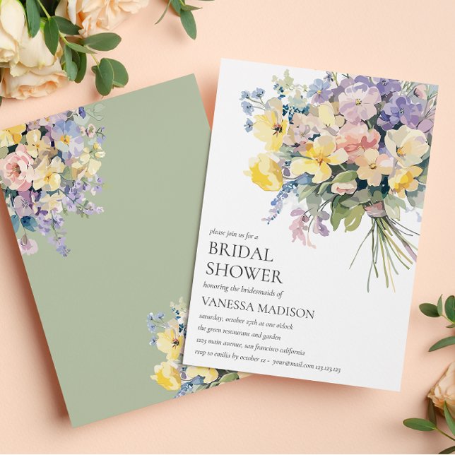 Invitation Pastel Bloom BRIDE BOUQUET FÊTE DES MARIÉES (Créateur téléchargé)