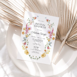 Invitation Pastel Bloom Floral Wreath Fête des mariées