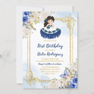 Invitation Pastel Blue 4 premier anniversaire Mexicaine fille