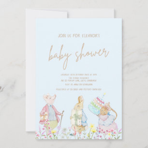 Invitation Pastel Blue Peter le Rabbit Baby shower des amis