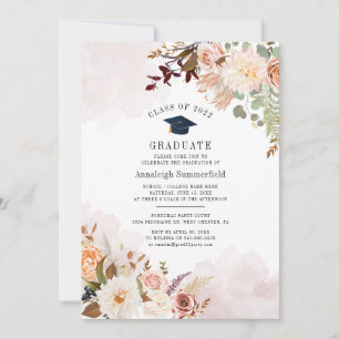 Invitation Pastel Blush Floral 2022 Graduation Party