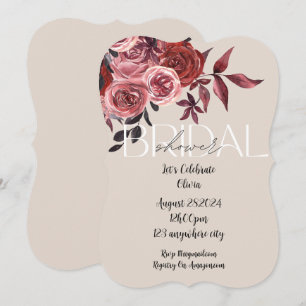 INVITATION PASTEL BLUSH FLORAL BURGUNDY FÊTE DES MARIÉES