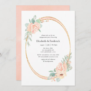 Invitation Pastel Blush Floral Geometry Engagement Party