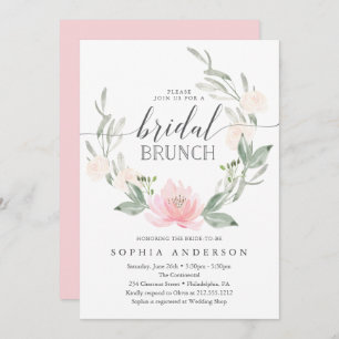 Invitation Pastel Blush Floral Greenery Brunch nuptial