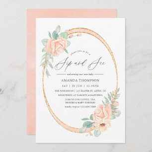 Invitation Pastel Blush Floral Sip géométrique Voir