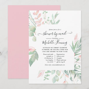 Invitation Pastel Blush Greenery Baby shower par Mail