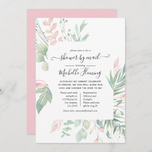 Invitation Pastel Blush Greenery Baby shower par Mail