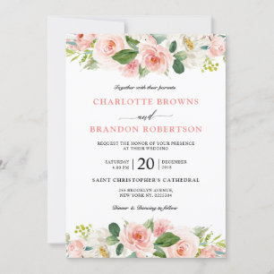 Invitation Pastel Blush Joli Mariage floral rose