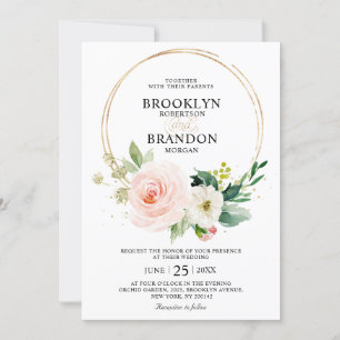 Invitation Pastel Blush Joli Mariage floral rose