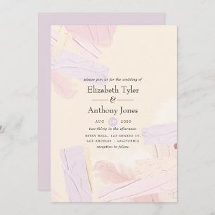 Invitation Pastel Blush rose & Lavender Paint Splash Mariage