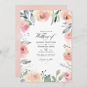 Invitation Pastel Blush rose Mariage photo