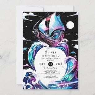 Invitation Pastel Boat Adventure Pirate Anniversaire