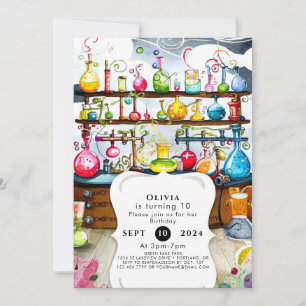 Invitation Pastel Boho Enfants Scientifique Anniversaire