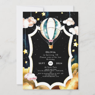 Invitation Pastel Boho Hot Air Balloon Anniversaire