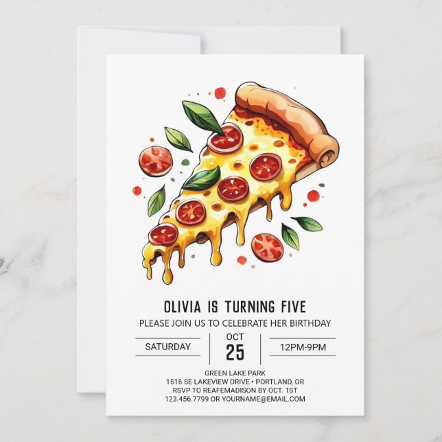 Invitation Pastel Boho Pizza Anniversaire (Devant)