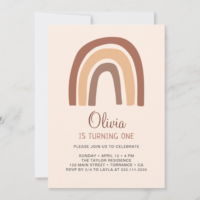 Invitation Pastel Boho Rainbow 1er anniversaire (Devant)