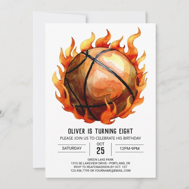 Invitation Pastel Boy Basketball moderne Anniversaire (Devant)